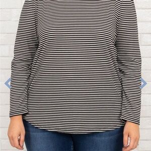 Black and White Striped Women's Top